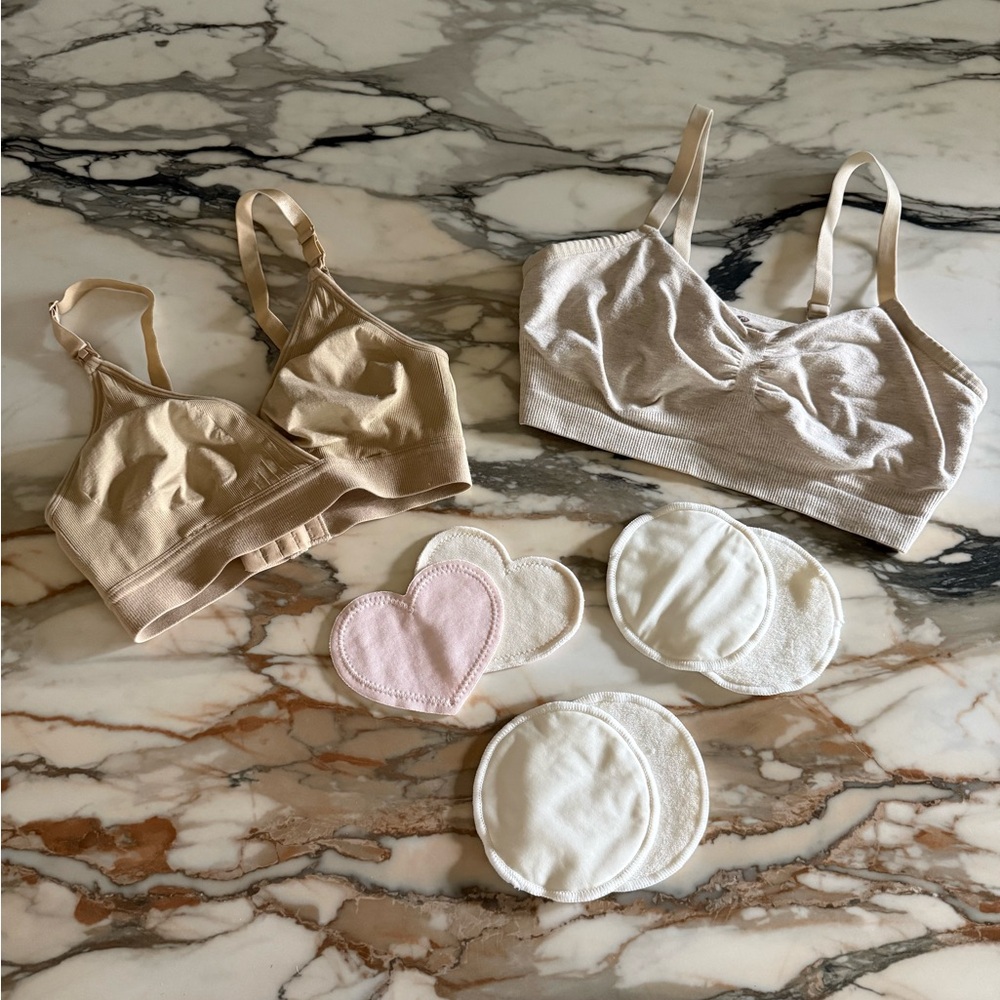Bumpsuit Nursing Bra and Kindred Bravely Pumping Bra with Nipple Covers